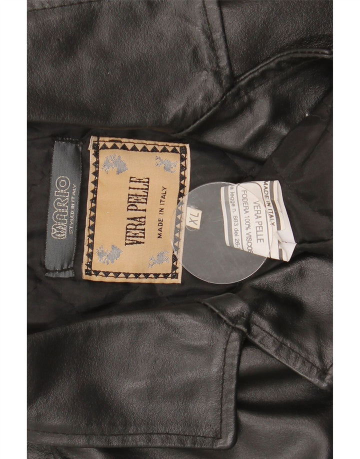 Chaqueta de cuero vintage para hombre Reino Unido 42 XL cuero negro
