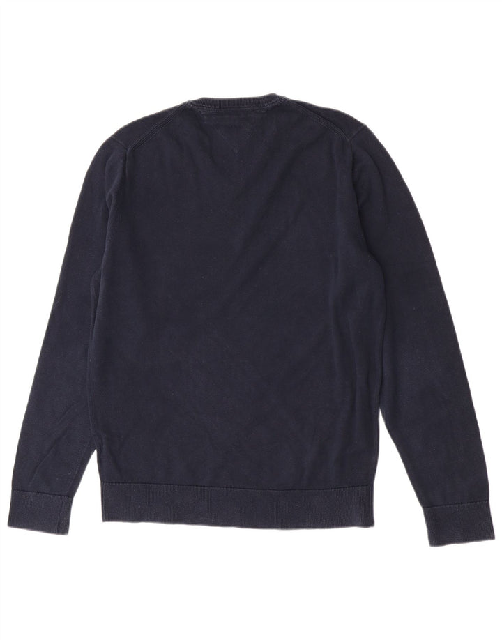 Tommy Hilfiger Jersey con Cuello en V para Hombre de algodón Azul Marino Medio