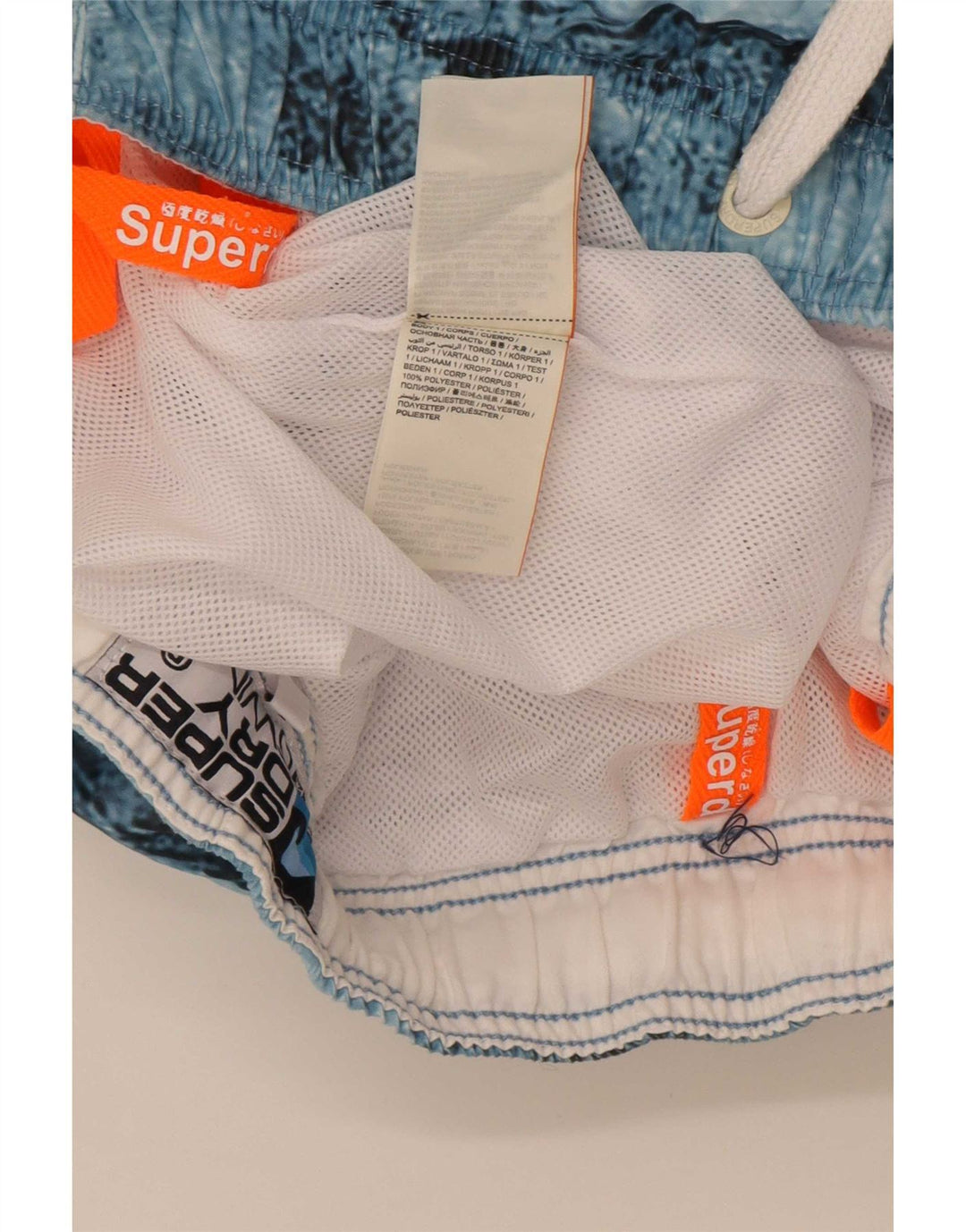 Superdry Bañador con estampado gráfico para hombre, poliéster teñido anudado en azul pequeño