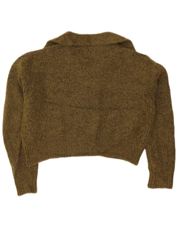 Zara Mujer Suéter Cárdigan Corto Extragrande UK 44 Medio Caqui Moteado