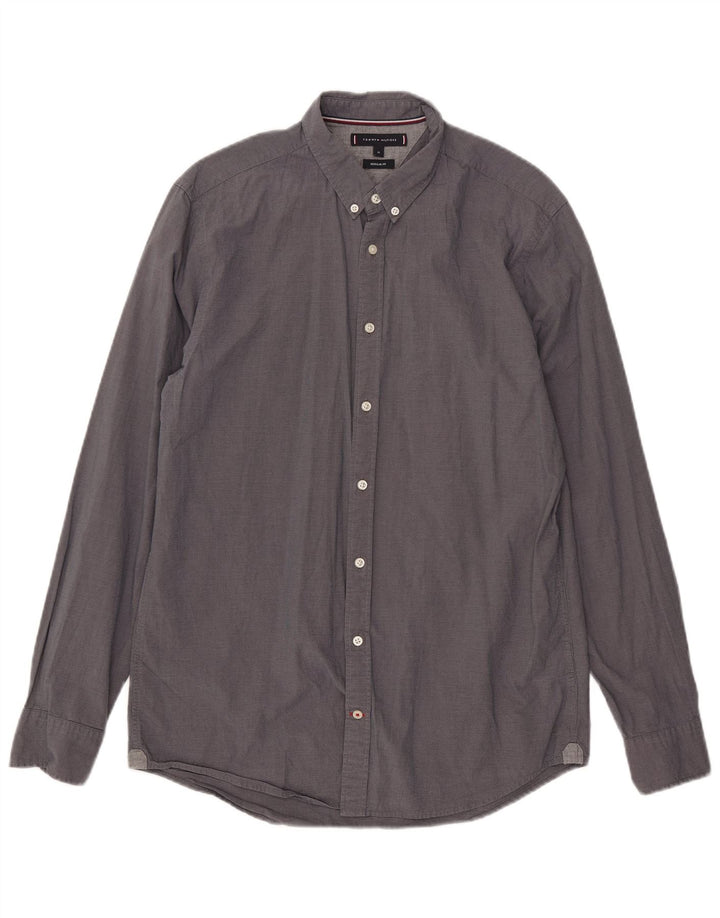 Camisa Tommy Hilfiger Hombre Regular Fit Algodón Gris Medio