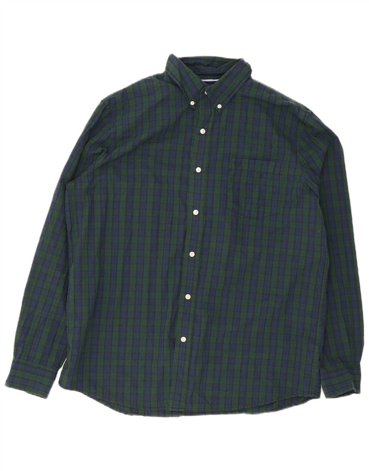 Chaps Camisa Hombre XL Azul Marino Cuadros Algodón