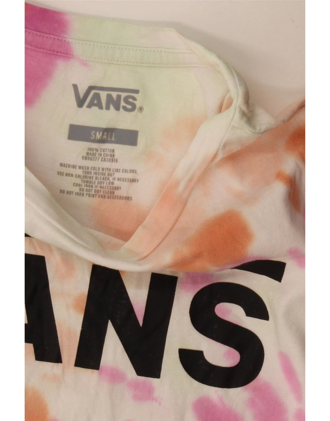 VANS Camiseta corta con gráfico para mujer Top UK 8 Small Multicolor Tie Dye