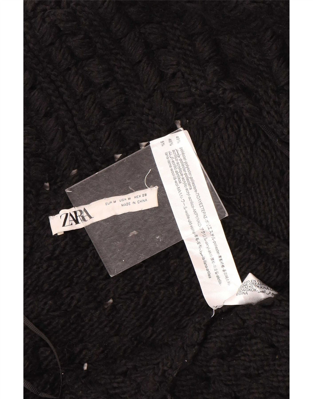 Zara Suéter tipo cárdigan abierto, largo, extragrande, para mujer, talla 44, talla mediana, negro