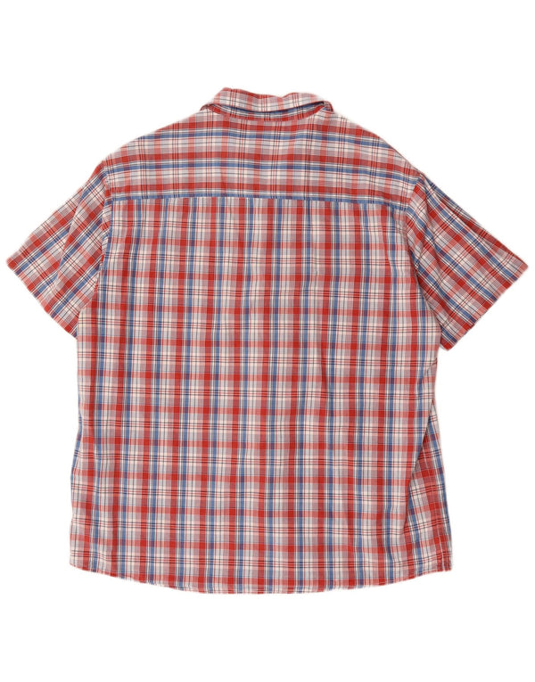 Levi's Camisa de manga corta para hombre de algodón a cuadros rojos grandes