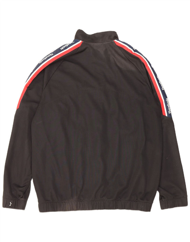 Reebok - Chaqueta de chándal con gráfico para hombre, talla grande, algodón negro con bloques de color