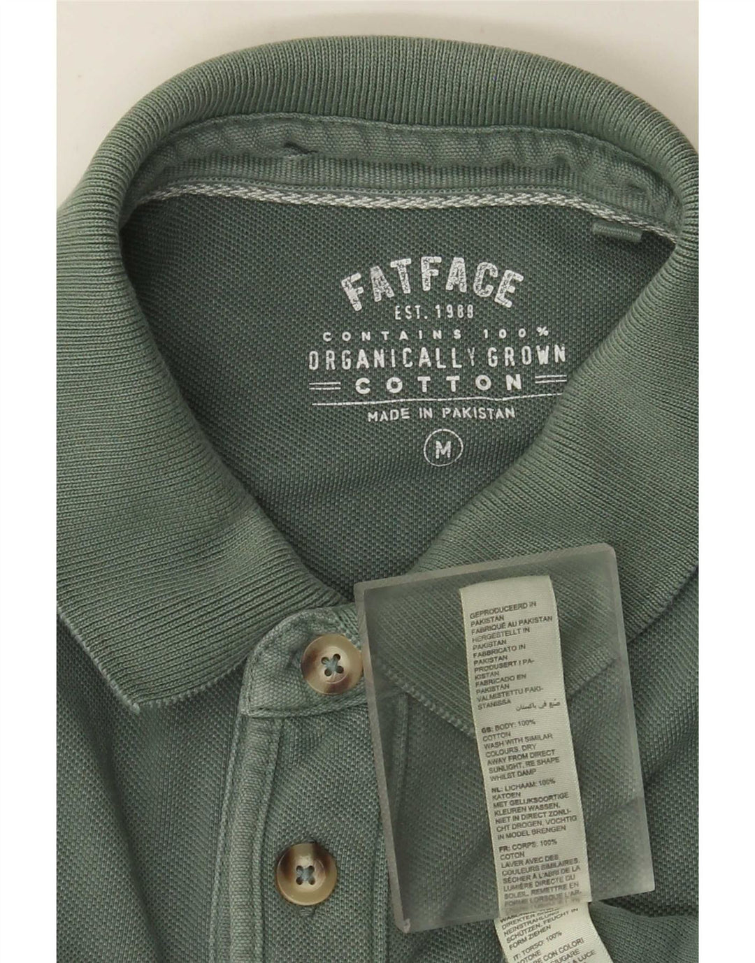 Polo de hombre Fat Face de algodón verde medio