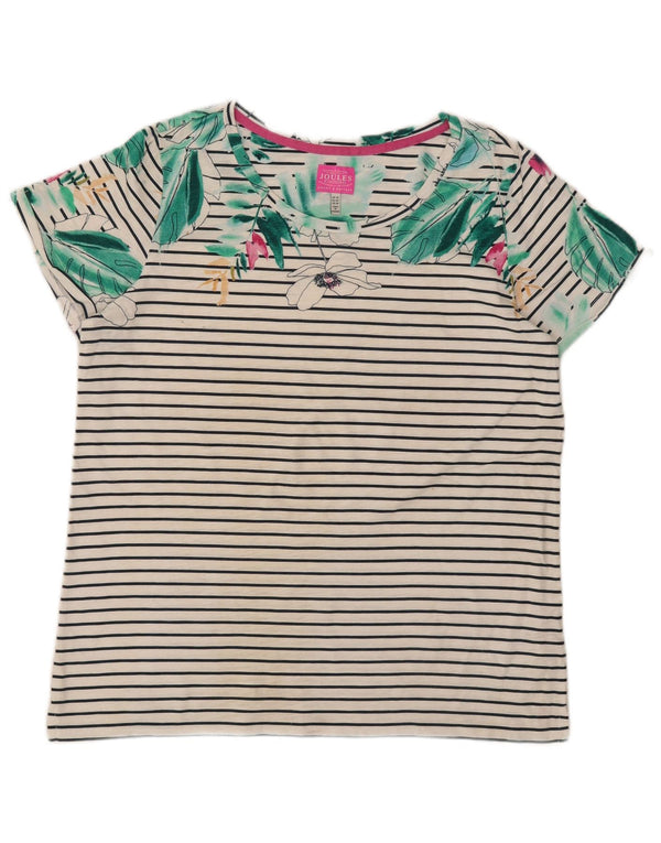 Joules Camiseta gráfica para mujer Top UK 44 Large White Stripes