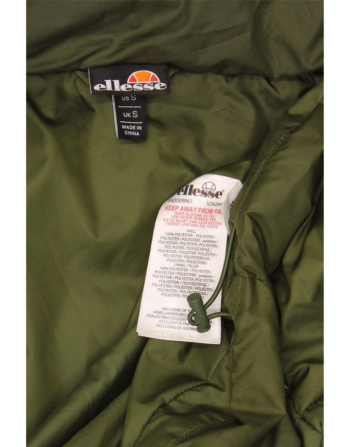 ELLESSE Chaqueta acolchada con capucha para hombre UK 36 Small Verde Poliéster