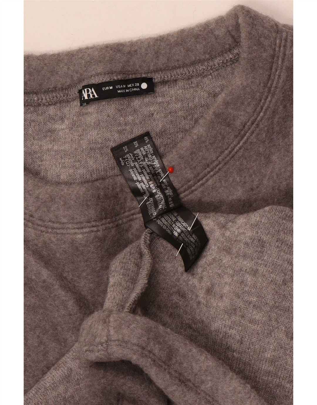 Zara Camiseta Mujer Top UK 44 Acrílico Gris Medio