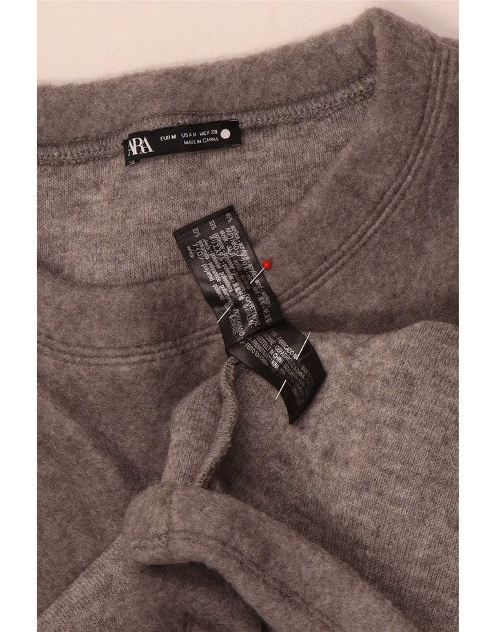Zara Camiseta Mujer Top UK 44 Acrílico Gris Medio