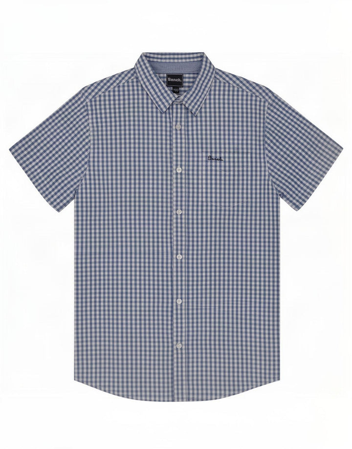 Camisa de manga corta para hombre Bench EU 52 Large Blue Gingham Cotton