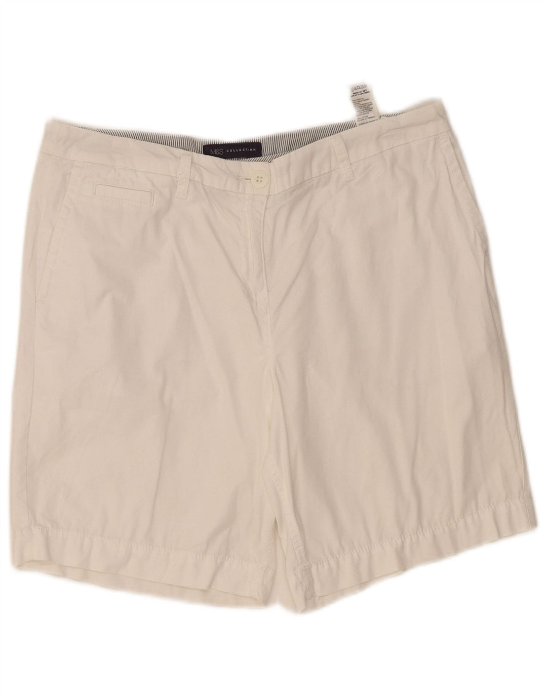 Marks & Spencer Pantalones cortos chinos para mujer UK 12 Medium W34 Algodón blanco