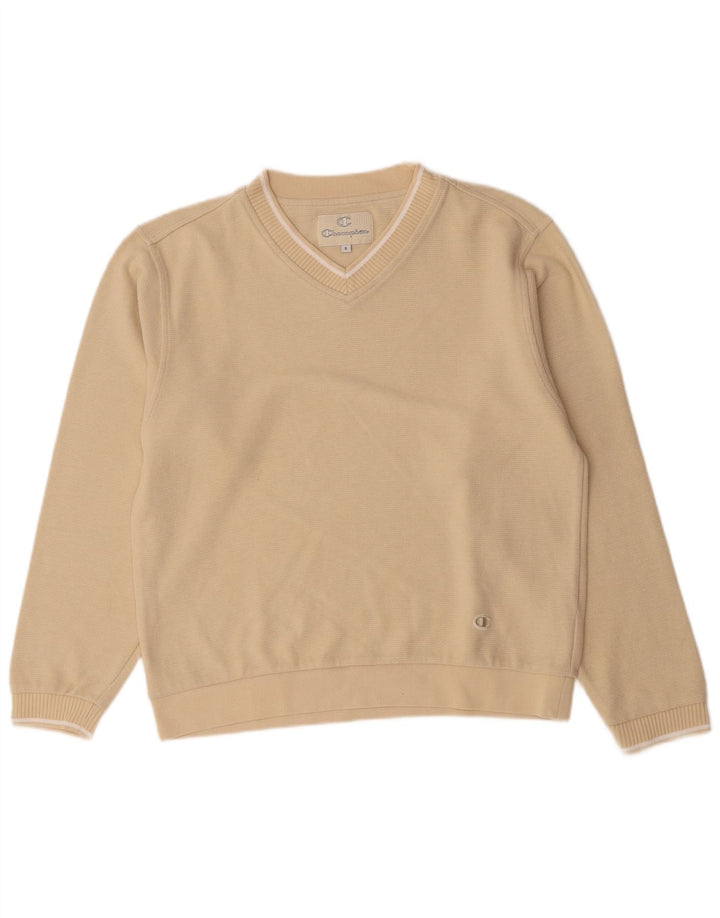 Champion Jersey con Cuello en V para Hombre Pequeño Algodón Beige