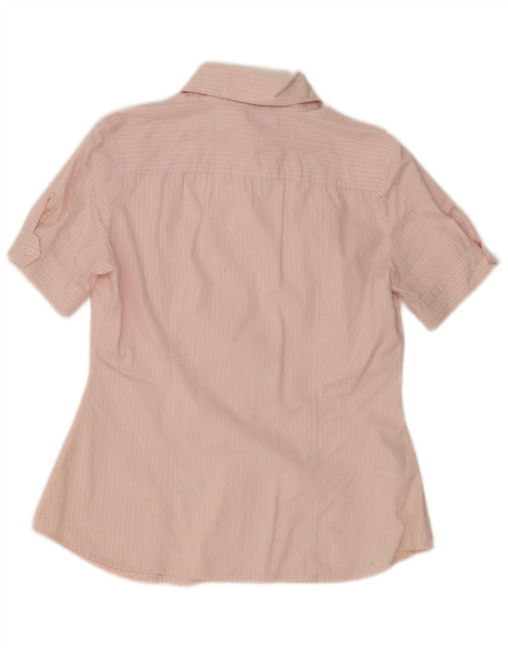 BENETTON Camisa de manga corta para mujer UK 46 Large Pink Pinstripe