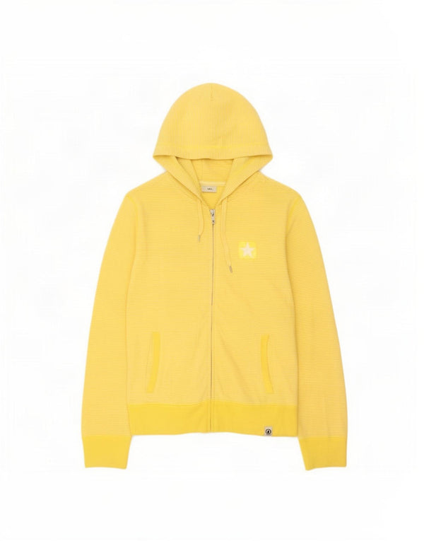 Converse Sudadera con capucha y cremallera para mujer UK 14 Algodón a rayas amarillas medianas
