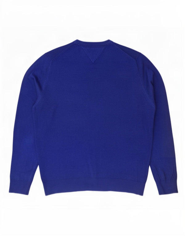 Tommy Hilfiger Jersey de cuello redondo para hombre, jersey de algodón azul grande