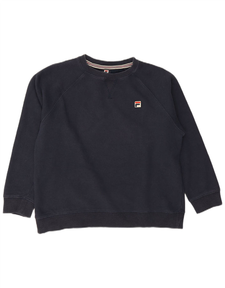 Fila Mujer Sudadera Jumper UK 40 Grande Azul Marino Algodón