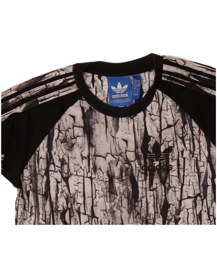 ADIDAS Camiseta con estampado abstracto para hombre Top XS Poliéster negro