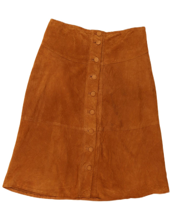 Falda vintage de ante para mujer W36 XL Beige