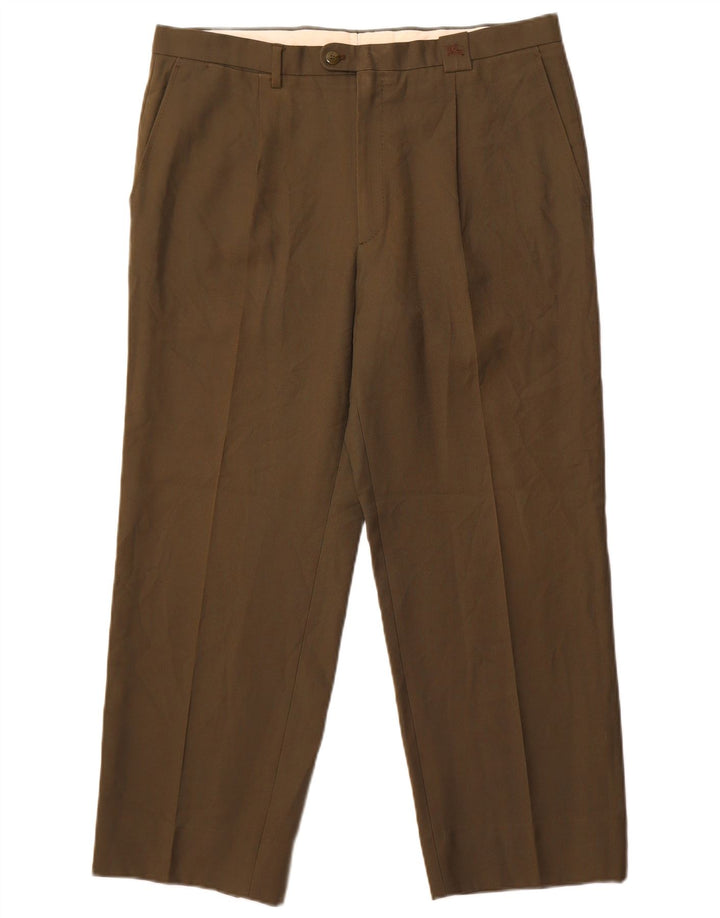 Burberrys Pantalón de traje recto para hombre W36 L27 Lana caqui