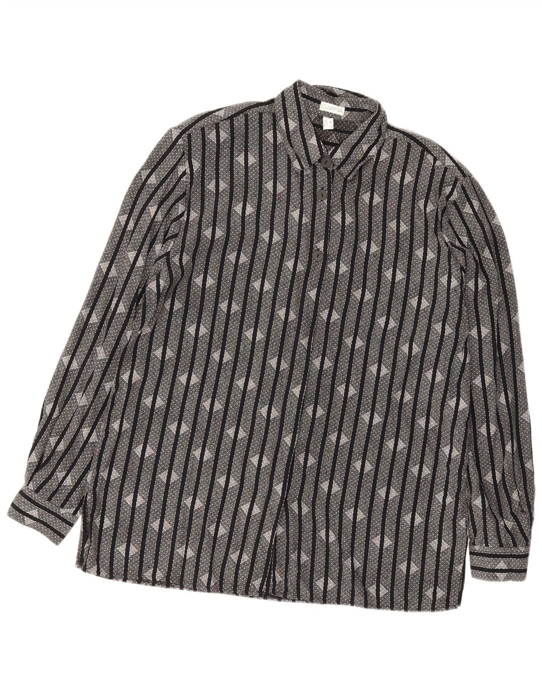 Vintage mujer camisa Reino Unido 16 grande negro rayas