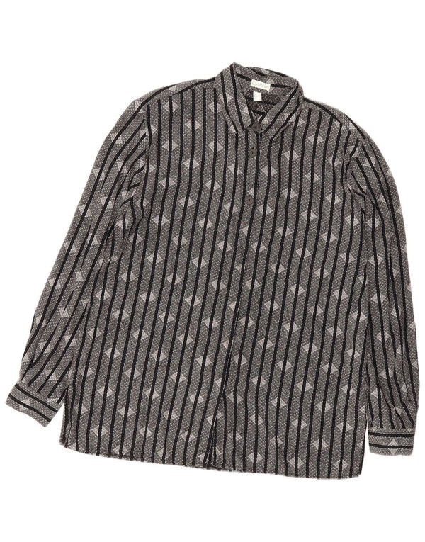Vintage mujer camisa Reino Unido 16 grande negro rayas
