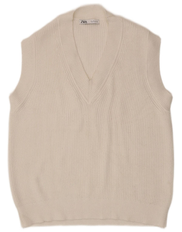 Zara Mujer Chaleco Tank Top UK 46 Large Viscosa Blanca