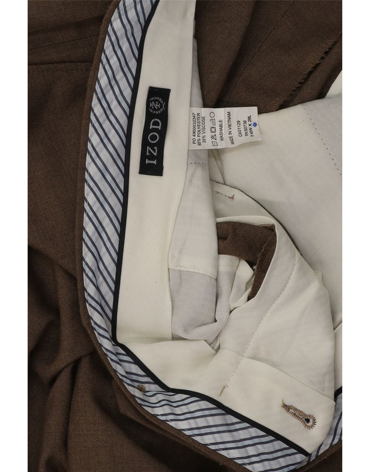 Pantalón de traje recto para hombre Izod W40 L29 Marrón Poliéster