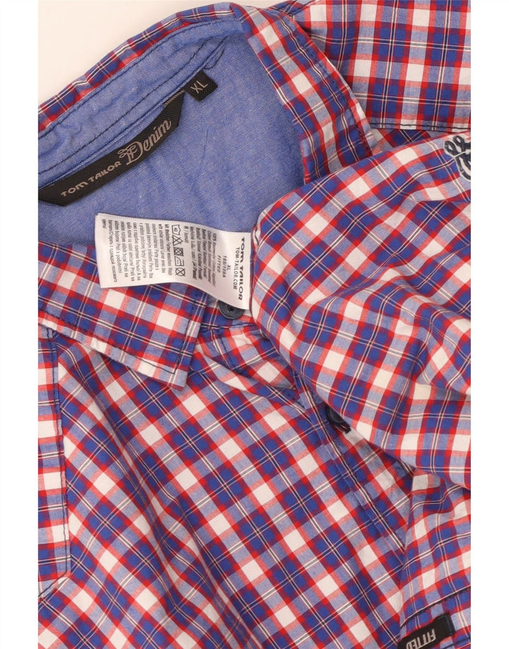 Tom Tailor Camisa Hombre XL Algodón A Cuadros Azul