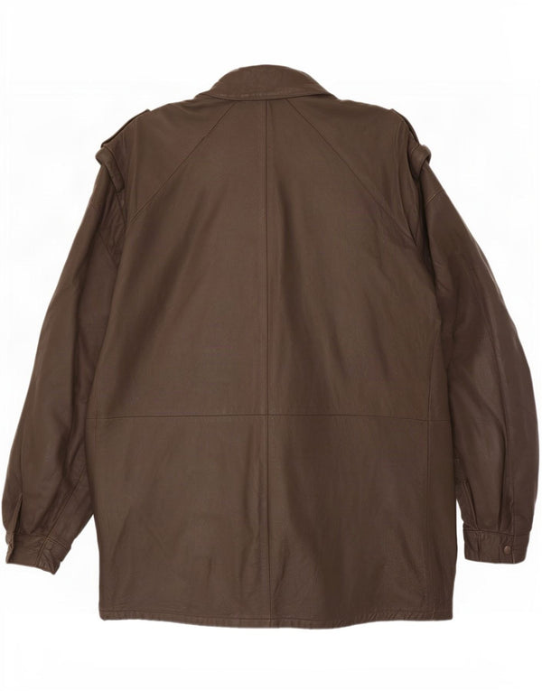 Chaqueta de cuero militar vintage para hombre IT 54 2XL Marrón