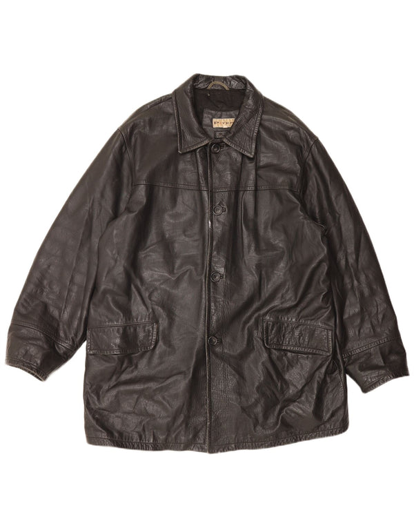 Vintage chaqueta de cuero para hombre Reino Unido 44 2XL negro