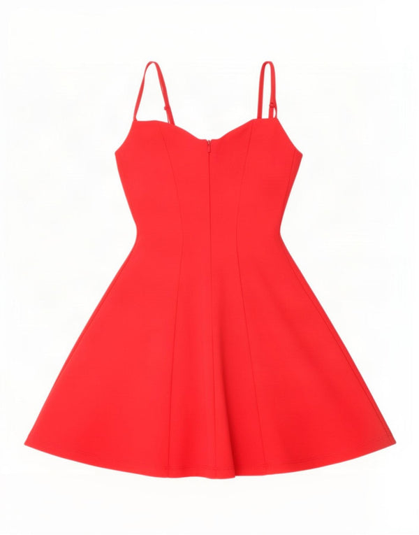 Zara Vestido sin mangas con vuelo para mujer UK 8 Pequeño Algodón rojo
