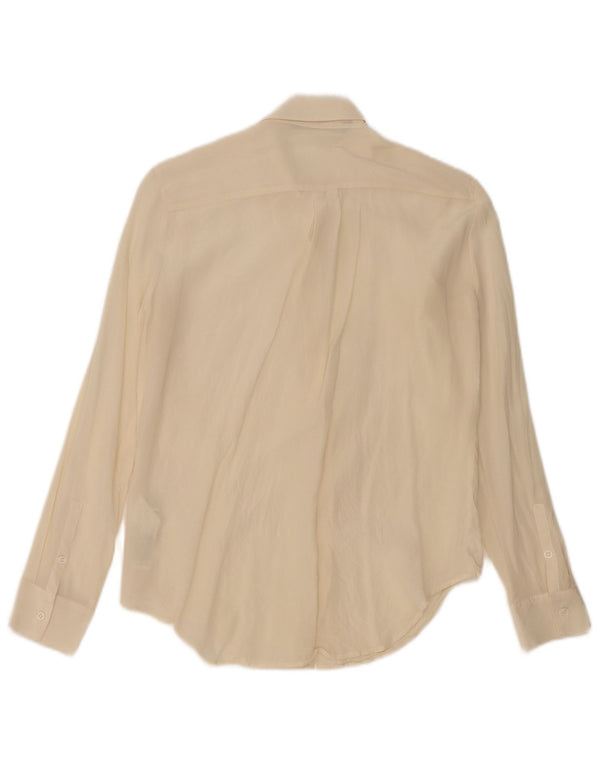Camisa Zara Mujer UK 40 Mediana Seda Blanca