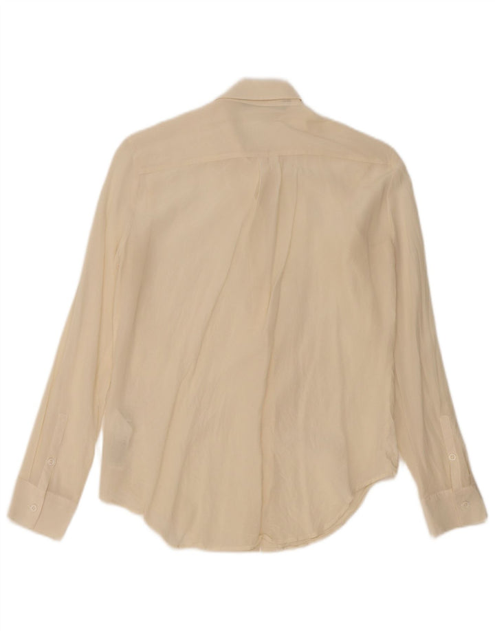 Camisa Zara Mujer UK 40 Mediana Seda Blanca