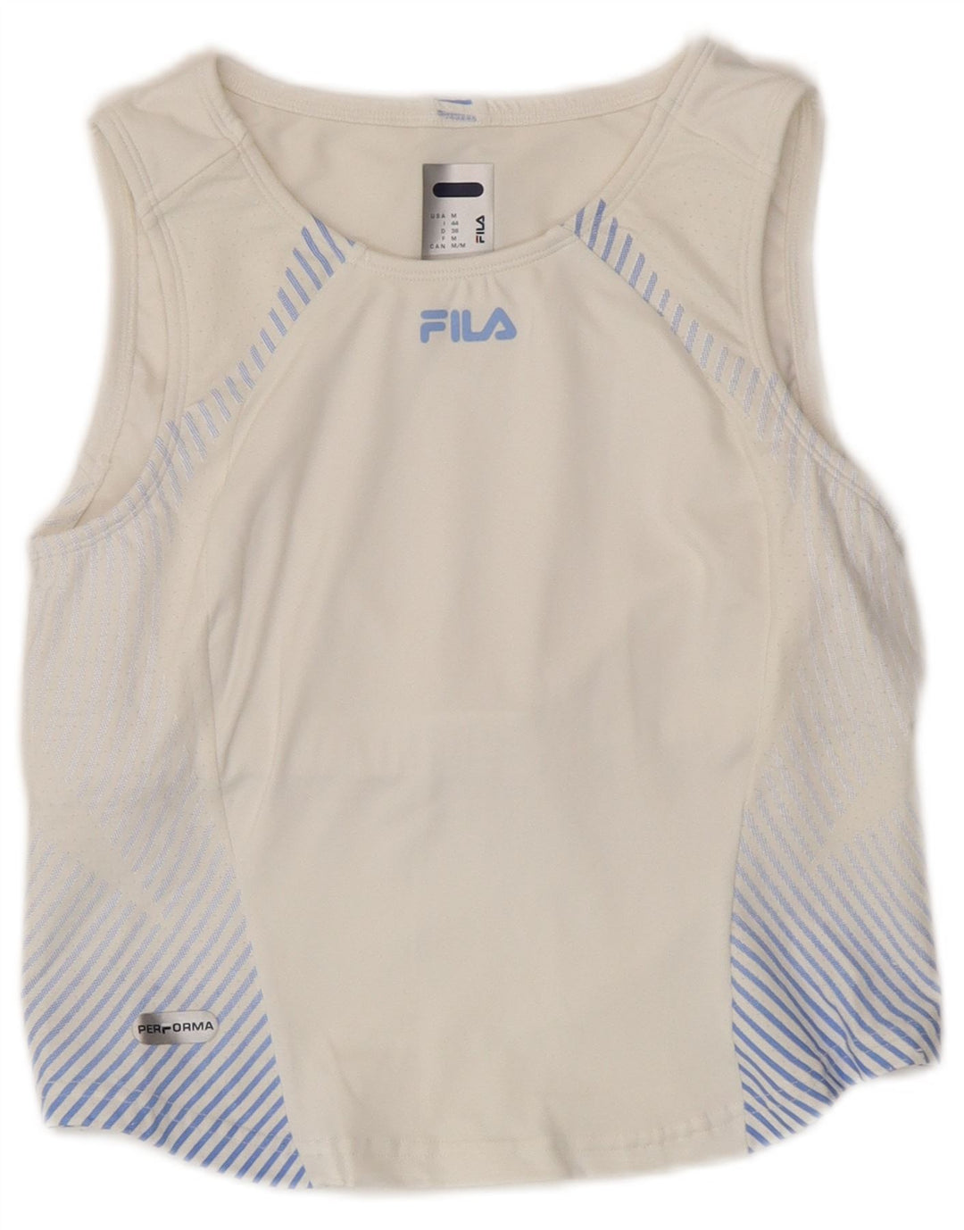Camiseta FILA Mujer IT 44 Poliamida Rayas Blanca Mediana