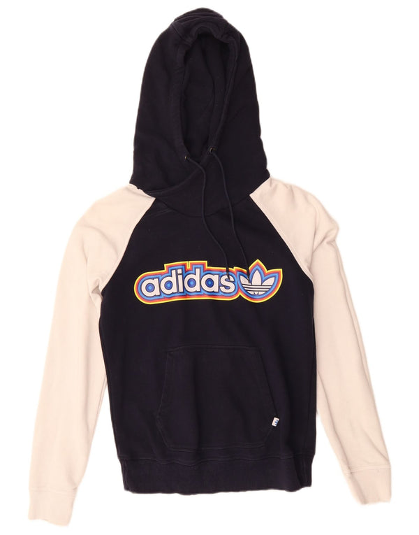 Adidas Sudadera con capucha gráfica para mujer Reino Unido 10 Small Azul marino Colorblock