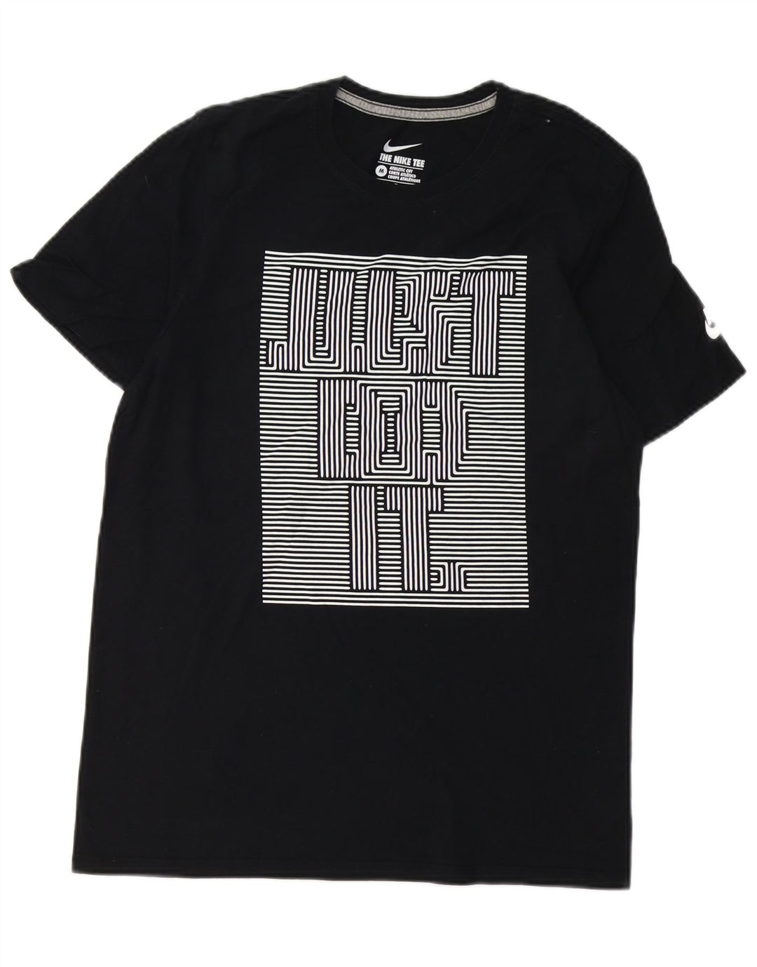 NIKE Camiseta con gráfico de corte atlético para hombre, talla mediana, negra