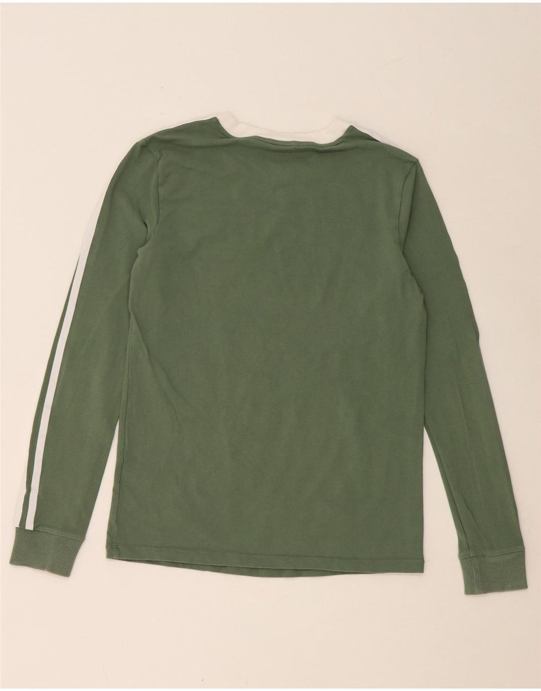ADIDAS Mujer Top Manga Larga UK 10 Pequeño Algodón Verde