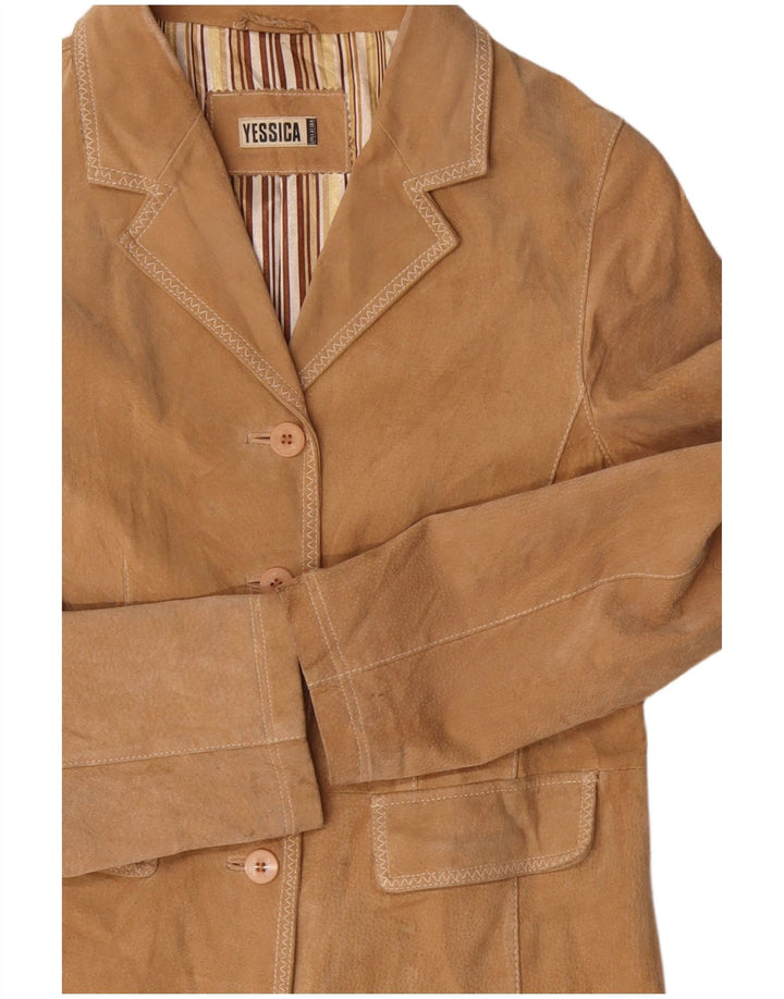 Yessica Chaqueta Blazer de Ante con 4 Botones para Mujer UK 44 Marrón Medio