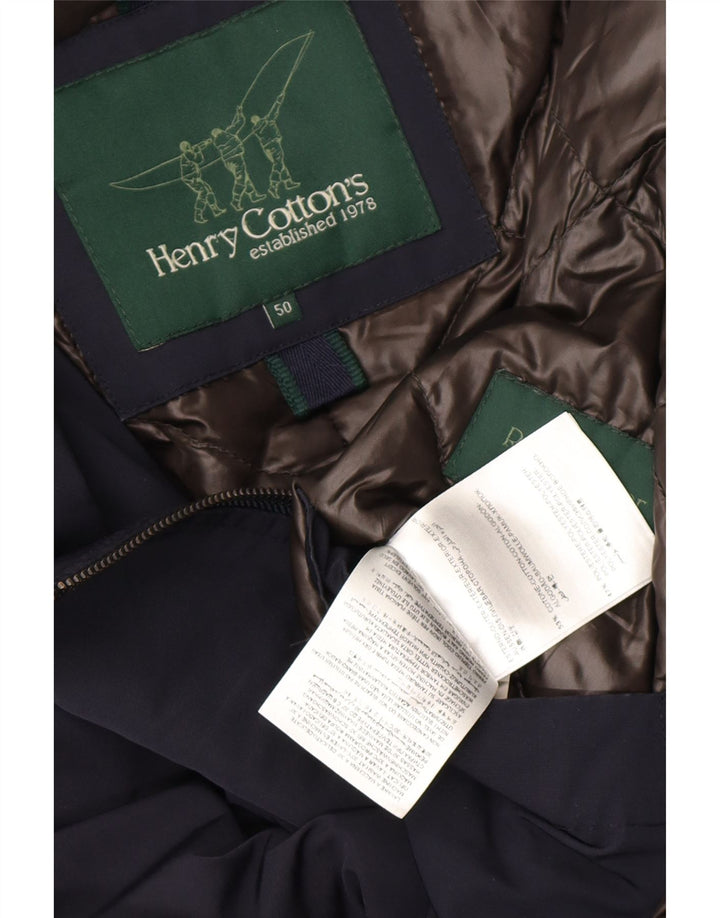 Henry Cottons Abrigo acolchado para hombre IT 50 Grande Algodón azul marino