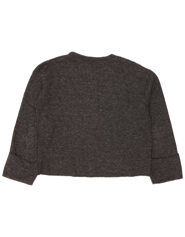 Zara Mujer Crop Oversize Cuello Barco Jersey Suéter UK 10 Small Negro