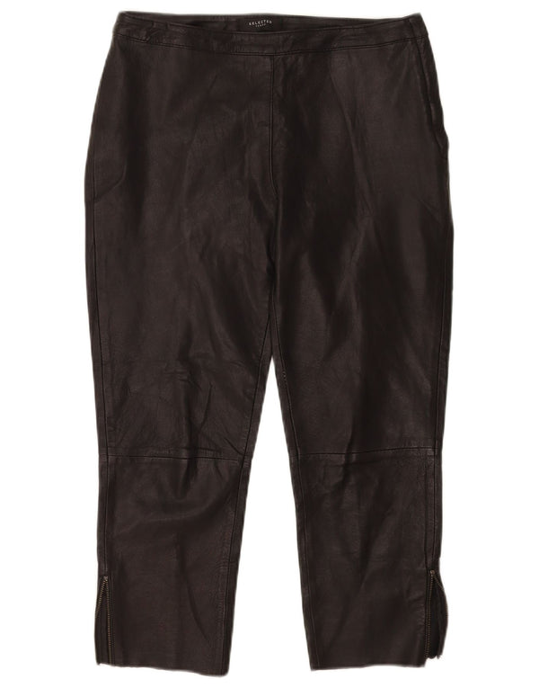 Pantalones capri de piel sintética para mujer de Selected EU 38 Medium W29 L22 Negro