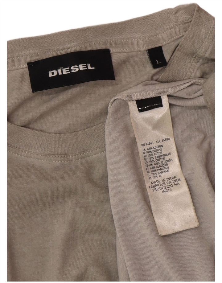 Diesel Hombre Camiseta Top Grande Gris Algodón