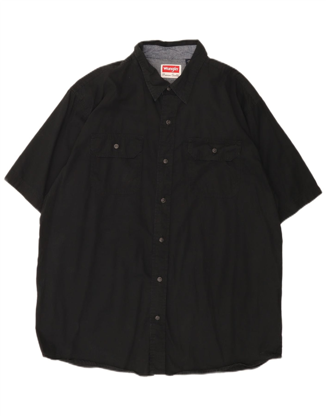 WRANGLER Camisa de manga corta para hombre grande de algodón negro