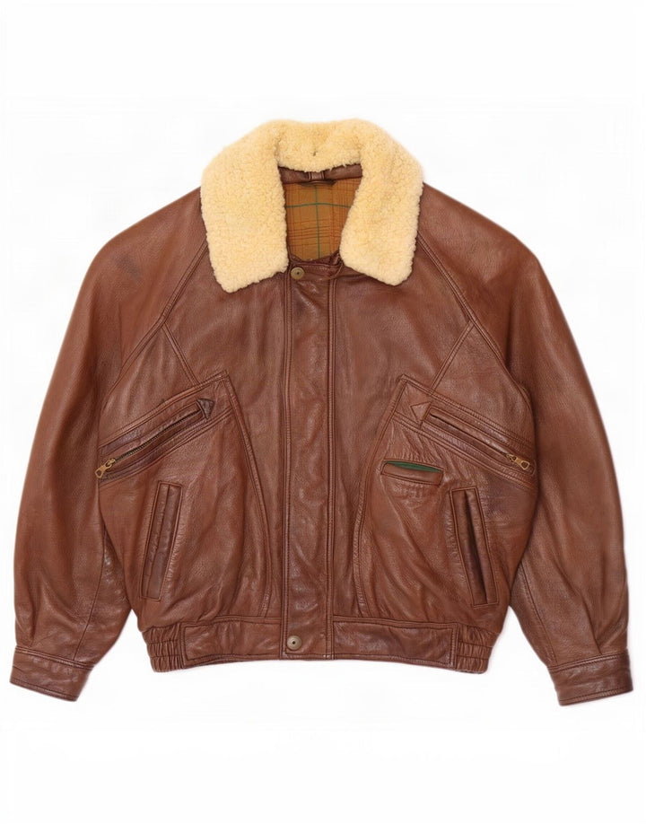 Marcos Chaqueta de cuero para hombre UK 42 XL Marrón