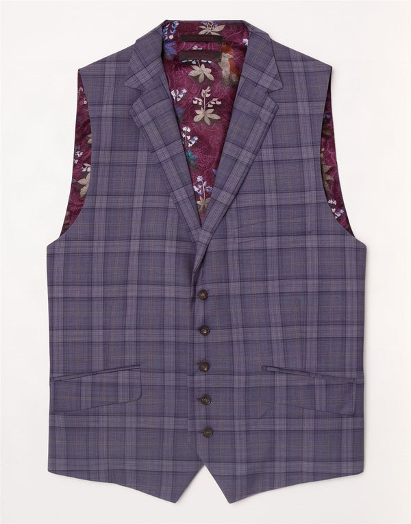 Chaleco para hombre Ted Baker EU 44 XL Lana a cuadros azul