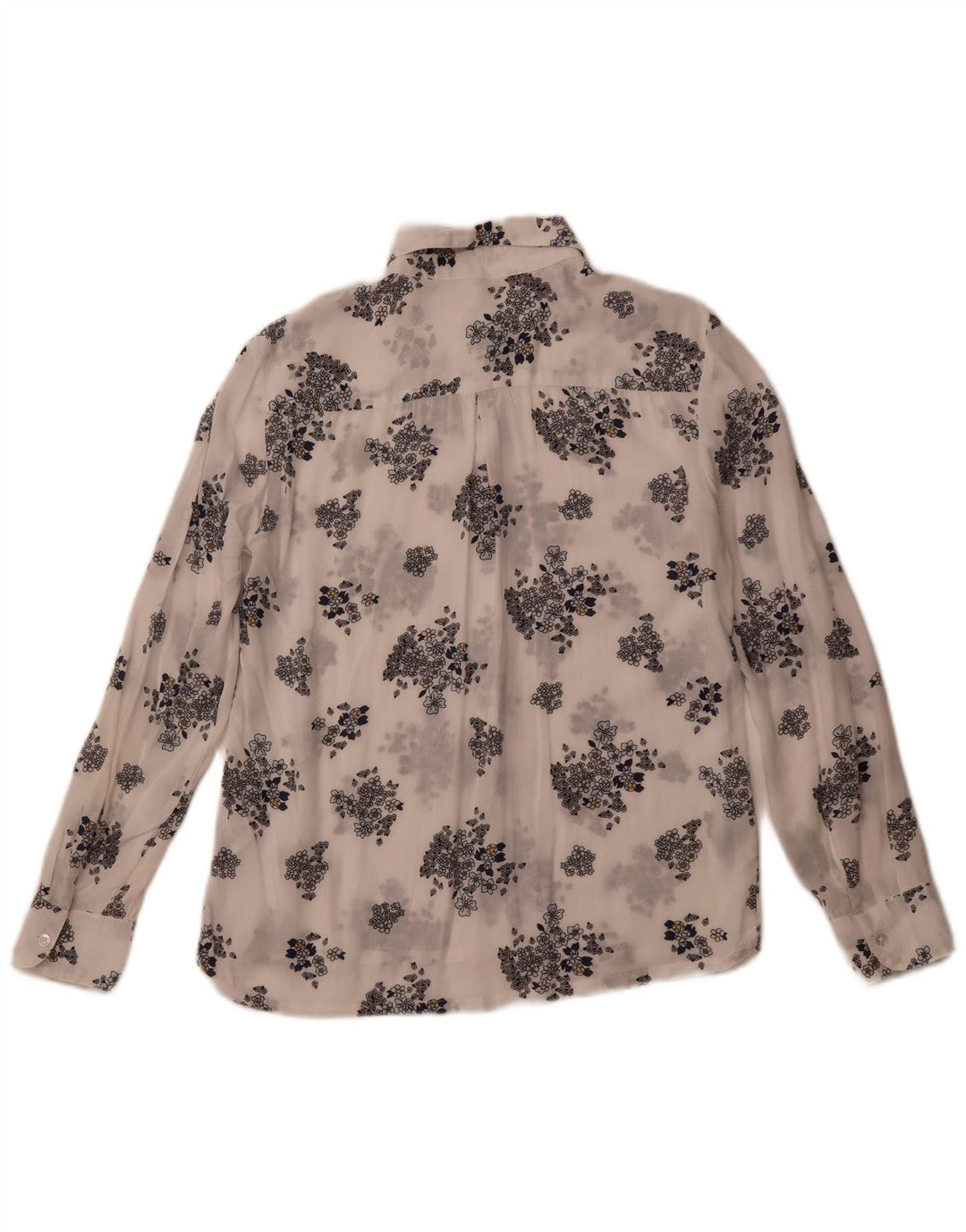 BENETTON Camisa transparente para mujer UK 6 XS Modal floral blanco