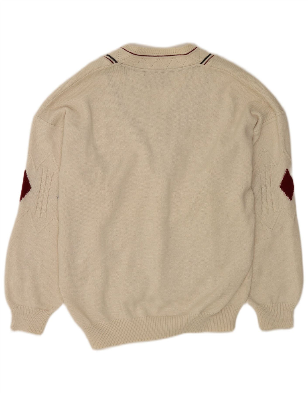 Il Granchio Jersey con Cuello en V para Hombre Large White Argyle/Diamond