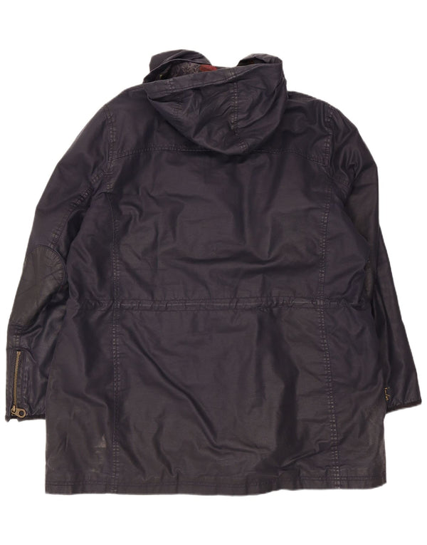 Chaqueta de algodón encerado con capucha para mujer Joules UK 20 2XL Azul marino